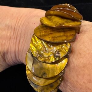 Funky Wide Gold/Copper Colored Abalone Bracelet